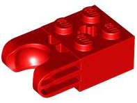 Lego (USED) ~ Technic, Brick Modified 2 x 2 with Ball Socket and Axle Hole[RED]