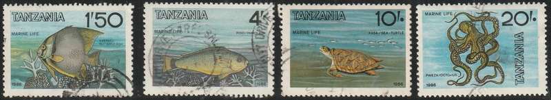 TANZANIA 1986 Marine Life VFU SG 489-92