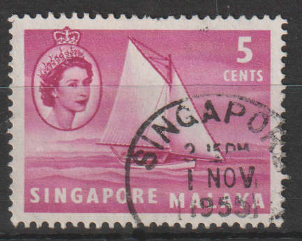 SINGAPORE 1955 Queen Elizabeth II, Ships and Other Images ULH SG 41