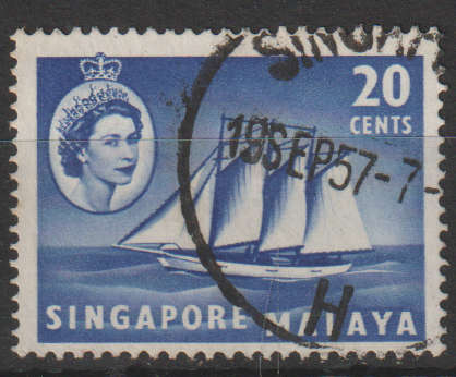 SINGAPORE 1955 Queen Elizabeth II, Ships and Other Images ULH SG 46