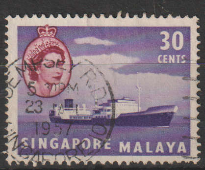 SINGAPORE 1955 Queen Elizabeth II, Ships and Other Images ULH SG 48