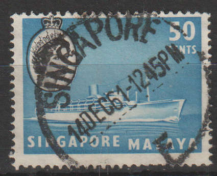 SINGAPORE 1955 Queen Elizabeth II, Ships and Other Images ULH SG 49