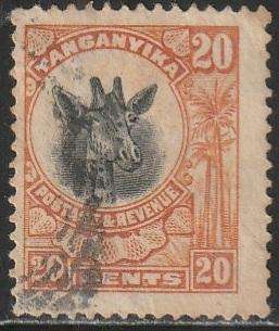 TANGANYIKA 1922 -1925 Giraffe ULH SG 77