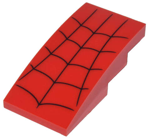 Lego (USED) ~Slope, Curved 4 x 2 with Black Spider Web Pattern