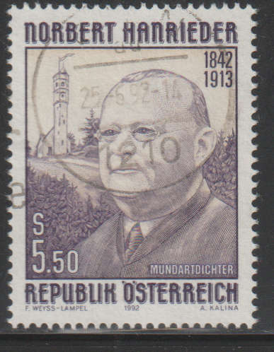 AUSTRIA 1992 The 150th Anniversary of the Birth of the Dialect Poet Norbert Hanrieder UNH SG 2293