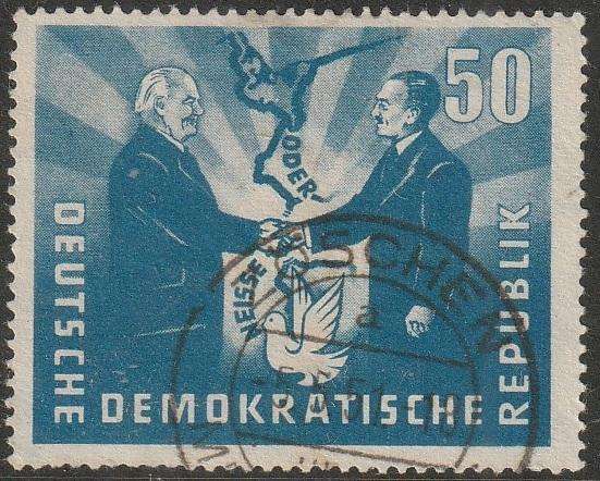 DDR 1951 Oder-Neisse Line - Treaty Between Poland & East Germany ULH SG E42