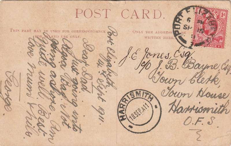 USED UNION CASTLE LINE POST CARD BALMORAL CASTLE 1911