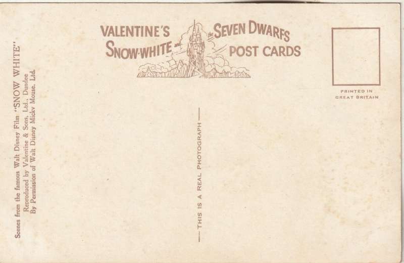 USED VALENTINES SNOW WHITE AND SEVEN DWARFS POST CARD