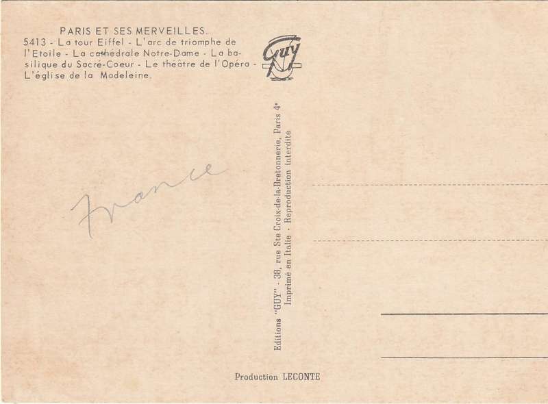 MINT POST CARD FRANCE
