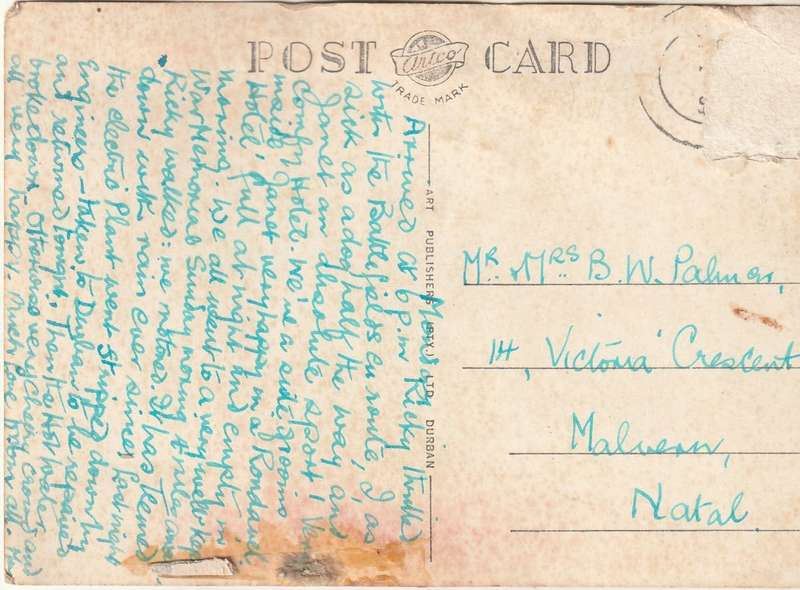 USED POST CARD LADYSMITH NATAL