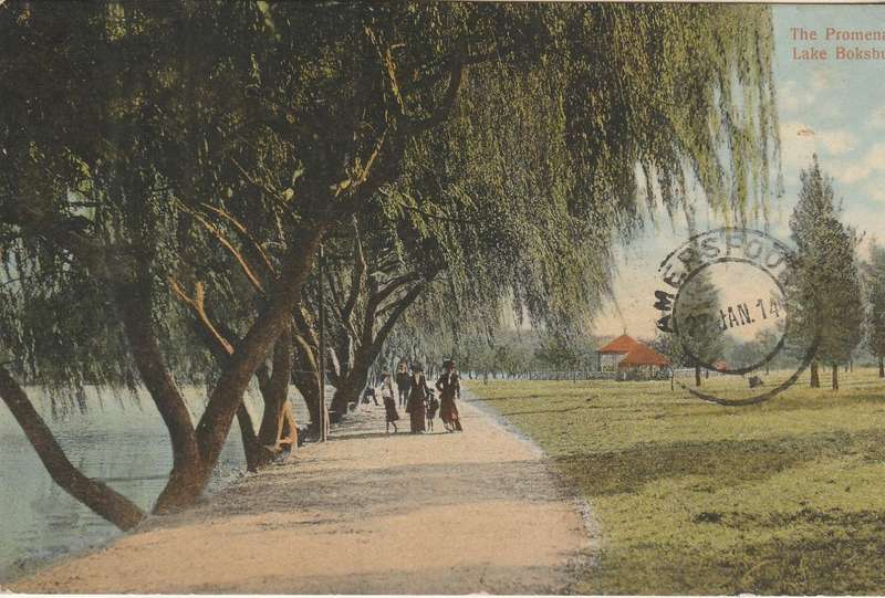USED 1914 POST CARD BOKSBURG LAKE ON ACTIVE SERVICE