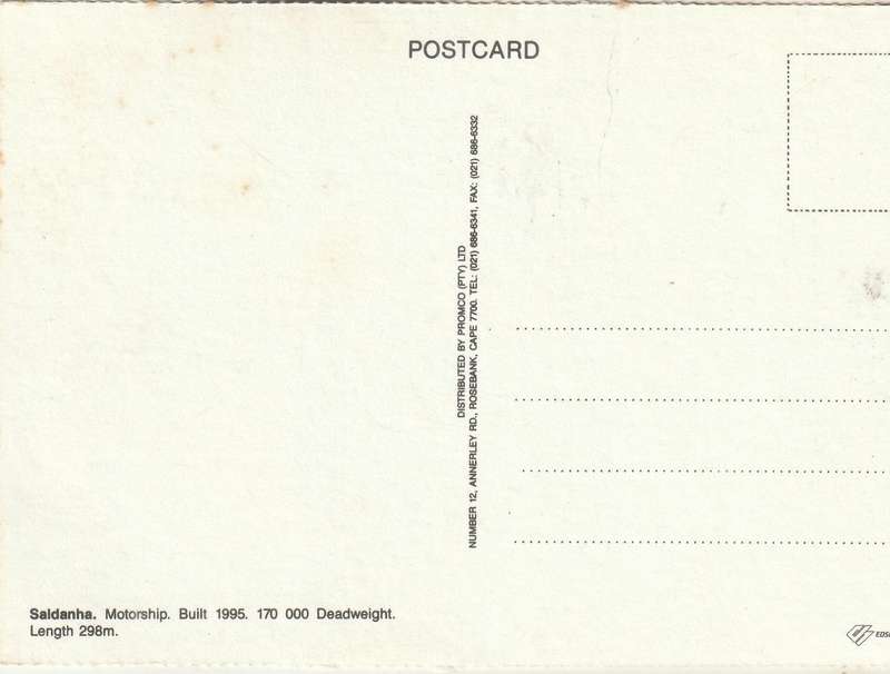MINT POST CARD SALDANHA MOTORSHIP