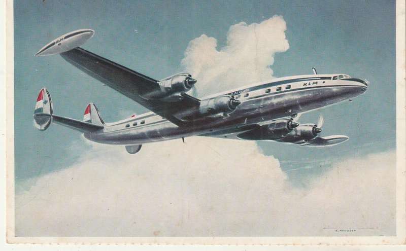 VINTAGE UN USED POST CARD LOCKHEED SUPER CONSTELLATION