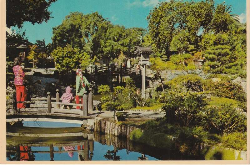 VINTAGE UN POSTED POST CARD SAN MATEO JAPANESE GARDEN
