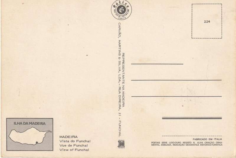 VINTAGE UN POSTED POST CARD MADEIRA