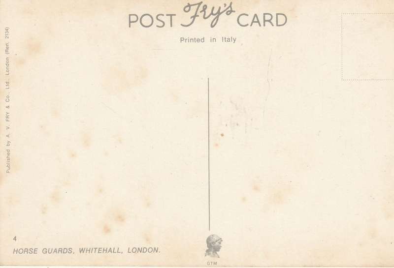 VINTAGE UN POSTED POST CARD WHITEHALL LONDON