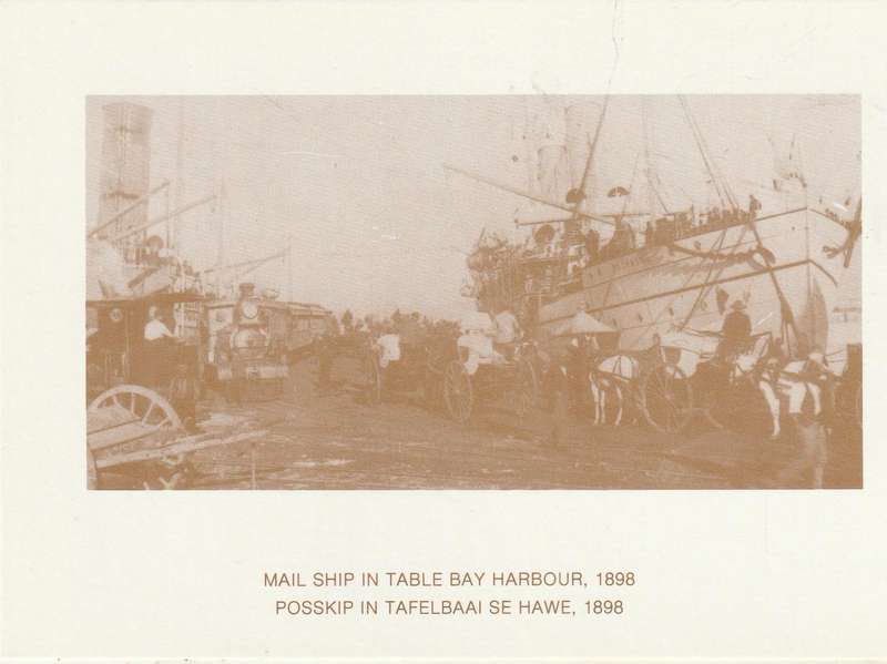 VINTAGE UN POSTED POST CARD MAIL SHIP IN TABLE BAY HARBOUR 1898