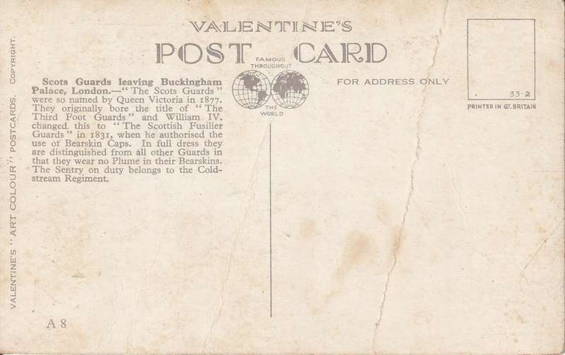 MINT POST CARD THE SCOTS GUARD