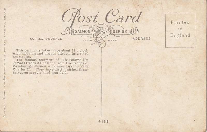 MINT POST CARD CHANGING OF THE GUARD