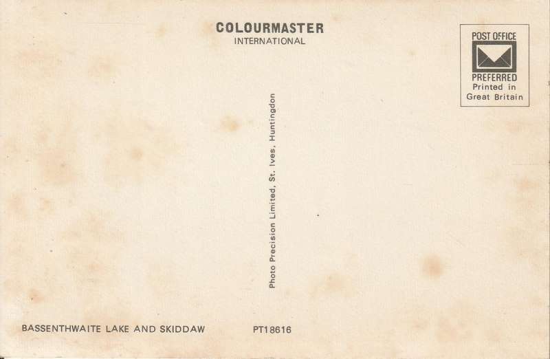 VINTAGE UN USED POST CARD BASSENTHWAITE LAKE AND SKIDDAW