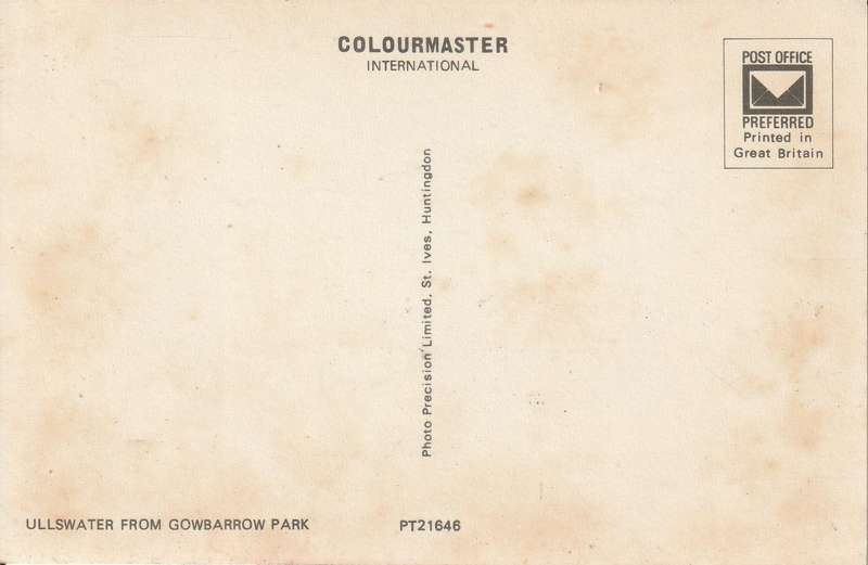 VINTAGE UN USED POST CARD ULLSWATER FROM GOWBARROW PARK