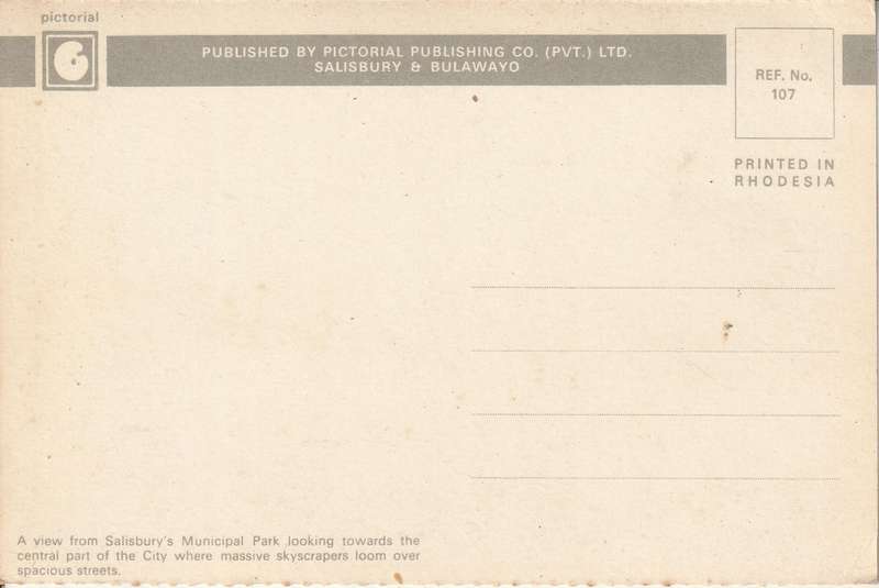 VINTAGE UN USED POST CARD SALISBURY RHODESIA