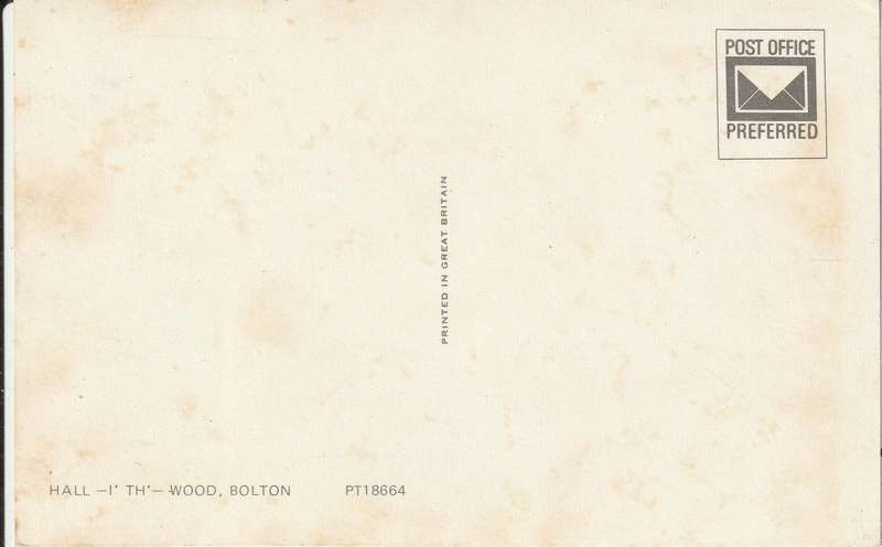 UN USED  VINTAGE POST CARD HALL I TH WOOD BOLTON