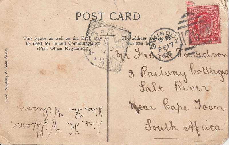 USED POST CARD TRAM CENTRE SWINDON POSTED 1905