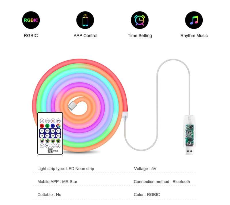 5M USB RGB Neon Flex Strip
