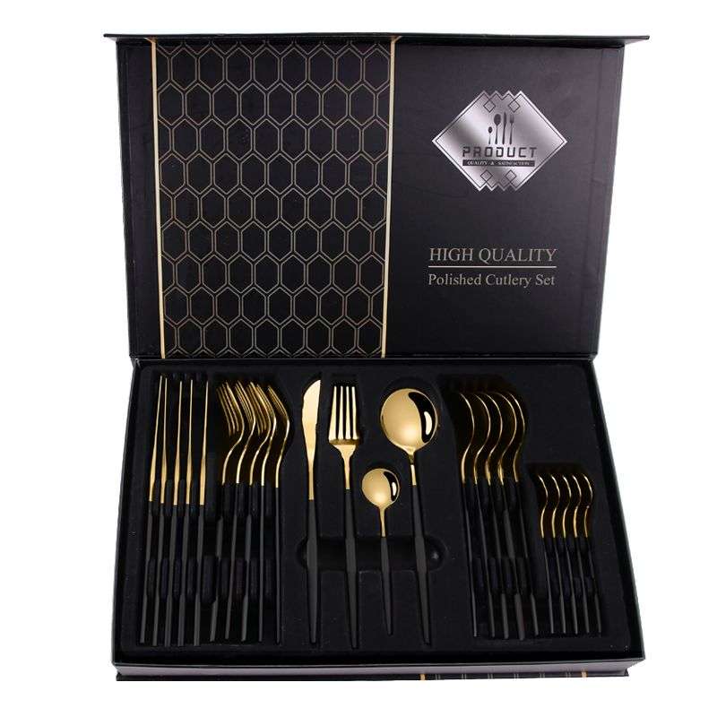 24 Piece Cutlery set(Black & Gold)
