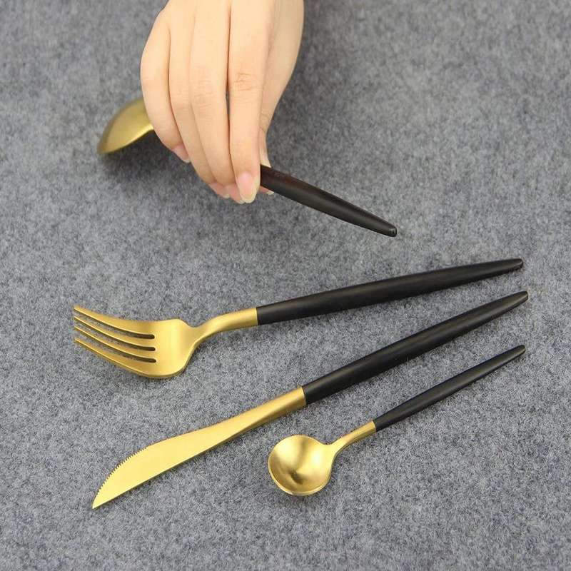24 Piece Cutlery set(Black & Gold)