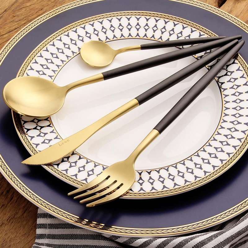 24 Piece Cutlery set(Black & Gold)