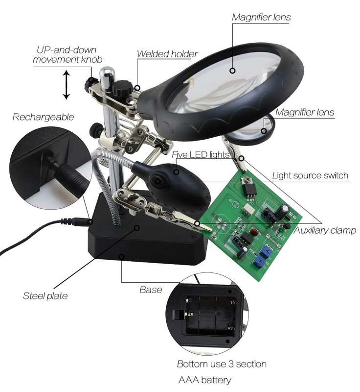5 LED Helping Hands Magnifier