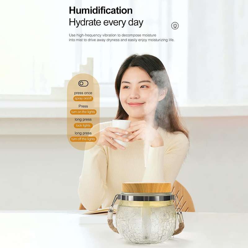 Ice Shape Broken Glass Jar Humidifier