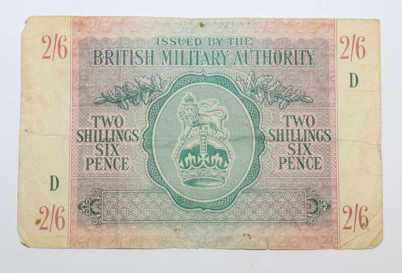 1942-1947 British Military Authority Two Shillings Sixpence Banknote as per photo