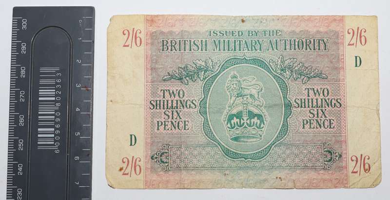 1942-1947 British Military Authority Two Shillings Sixpence Banknote as per photo