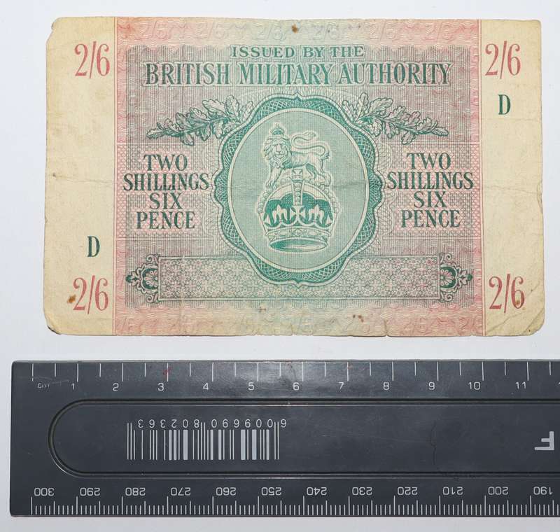 1942-1947 British Military Authority Two Shillings Sixpence Banknote as per photo