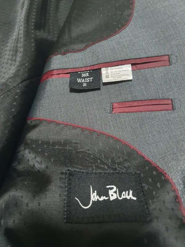 2 Piece "John Black" Silver/Grey men's Suit