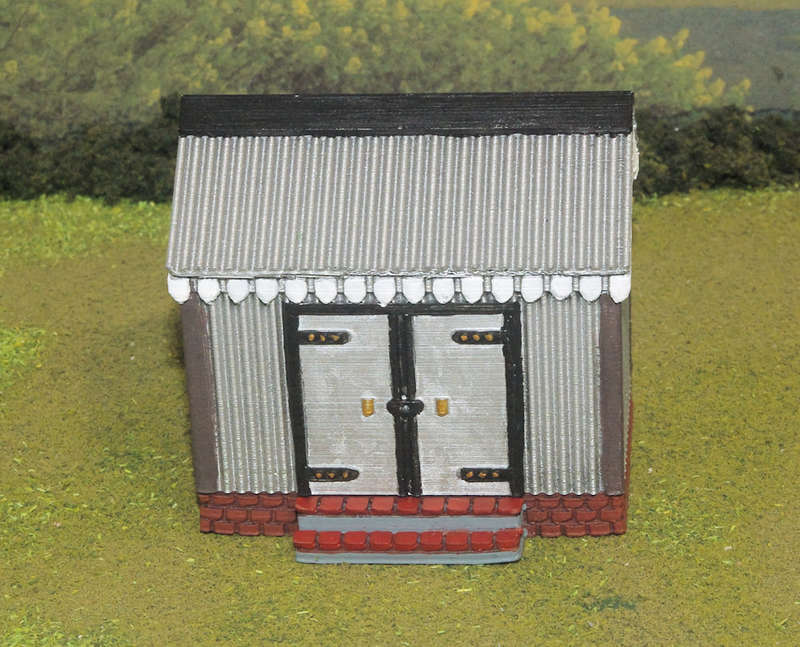1:72 Scale - Storage Shed - Corrugated Iron - Brick Base