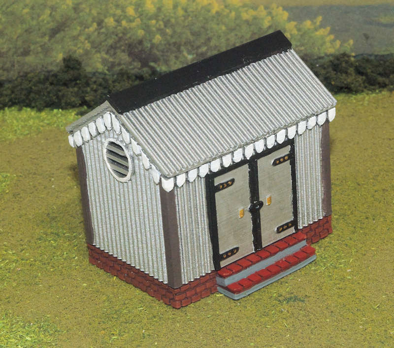 1:72 Scale - Storage Shed - Corrugated Iron - Brick Base