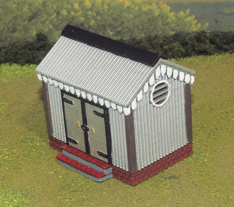 1:72 Scale - Storage Shed - Corrugated Iron - Brick Base