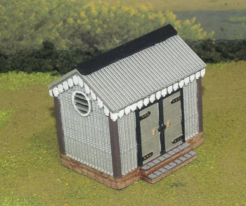 1:72 Scale - Storage Shed - Corrugated Iron - Stone Base