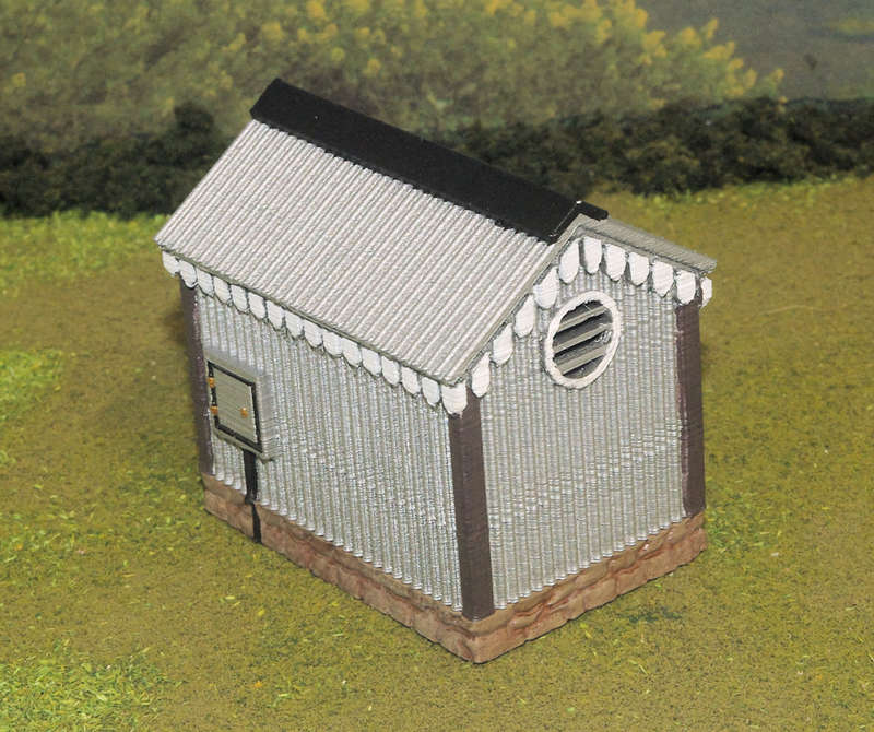 1:72 Scale - Storage Shed - Corrugated Iron - Stone Base