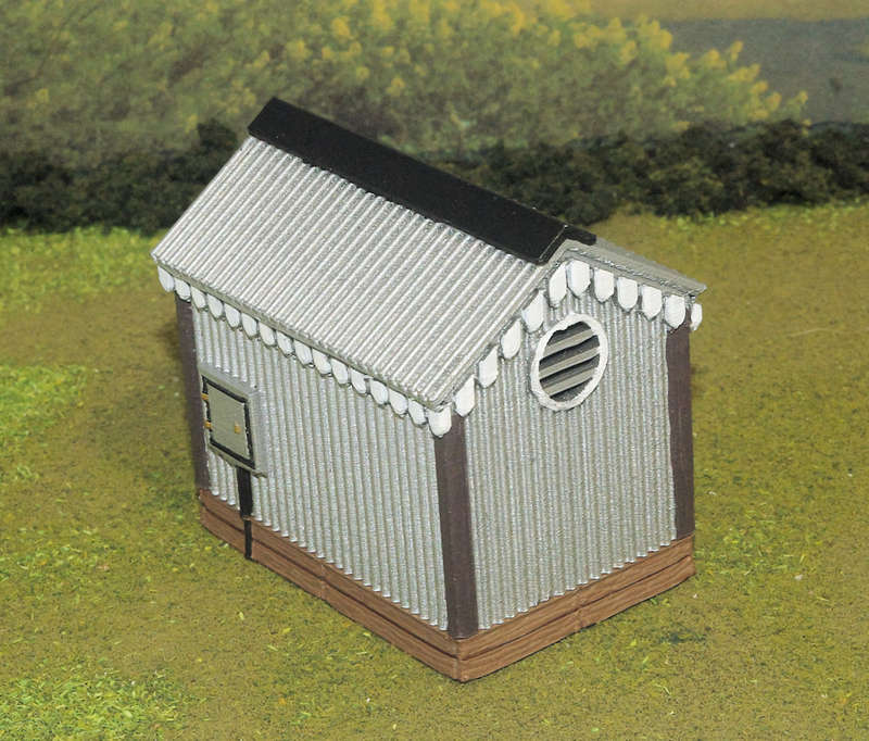 1:72 Scale - Storage Shed - Corrugated Iron - Wood Base