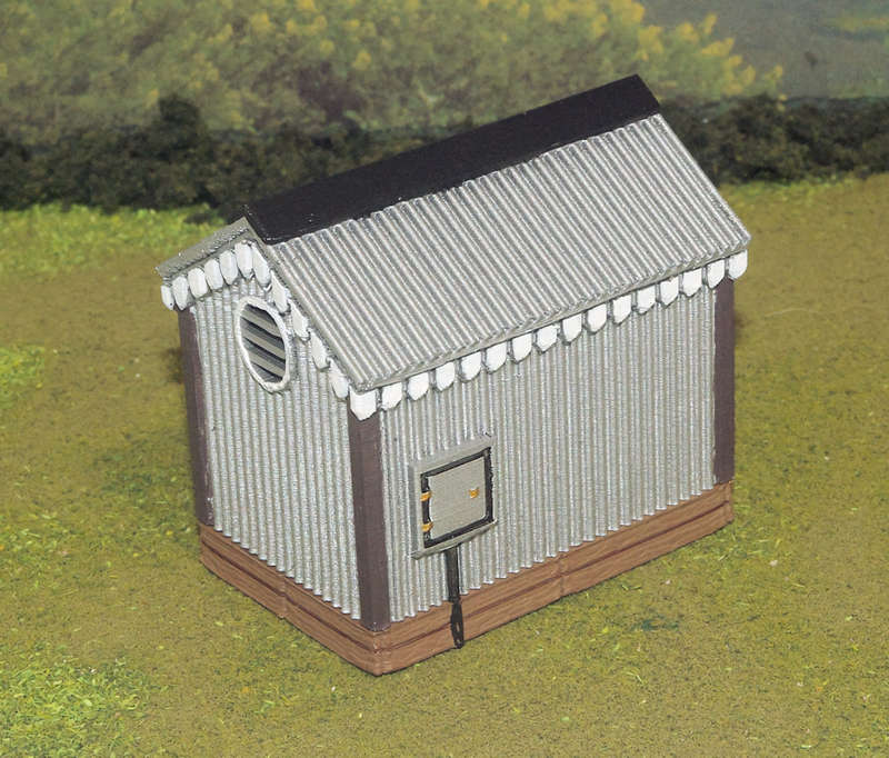 1:72 Scale - Storage Shed - Corrugated Iron - Wood Base