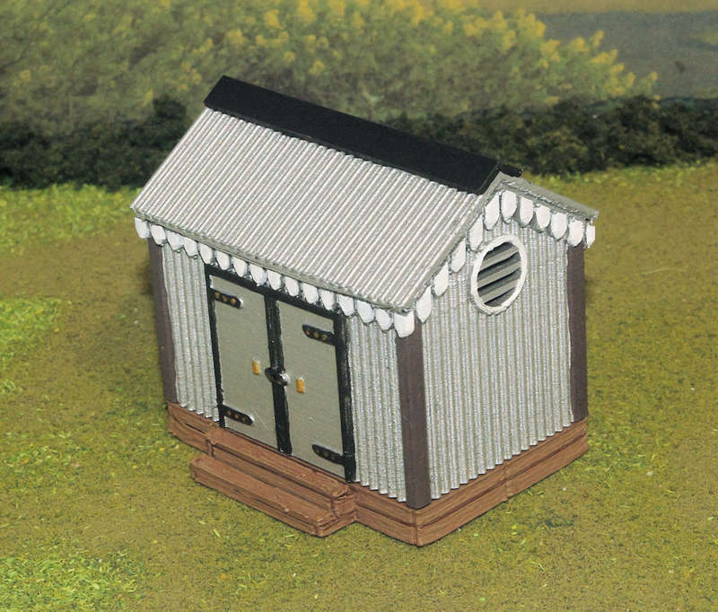 1:72 Scale - Storage Shed - Corrugated Iron - Wood Base