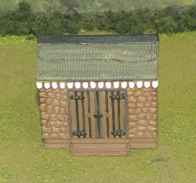 1:87 Scale - Storage Shed - Stone - Wood Base