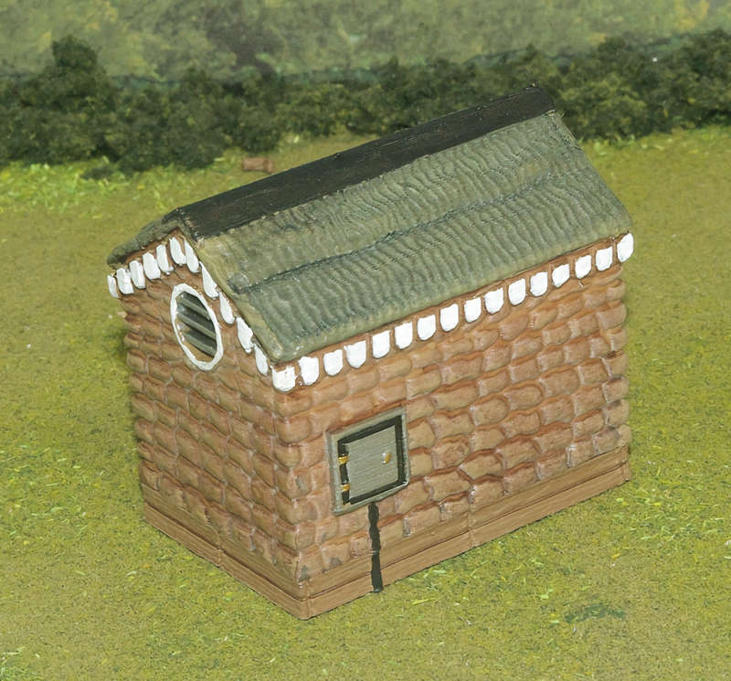 1:87 Scale - Storage Shed - Stone - Wood Base