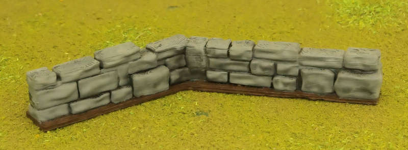 1:87 Scale - Angled Stone Wall (4 Pack)