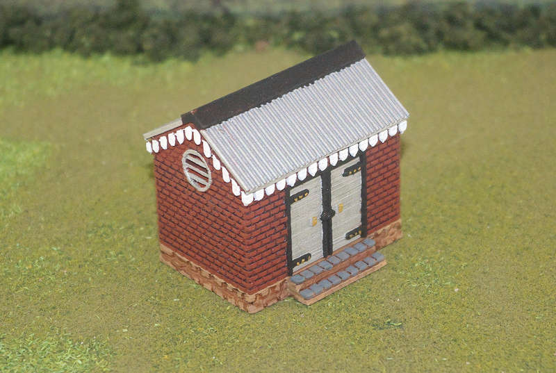 1:87 Scale - Storage Shed - Brick - Stone Base